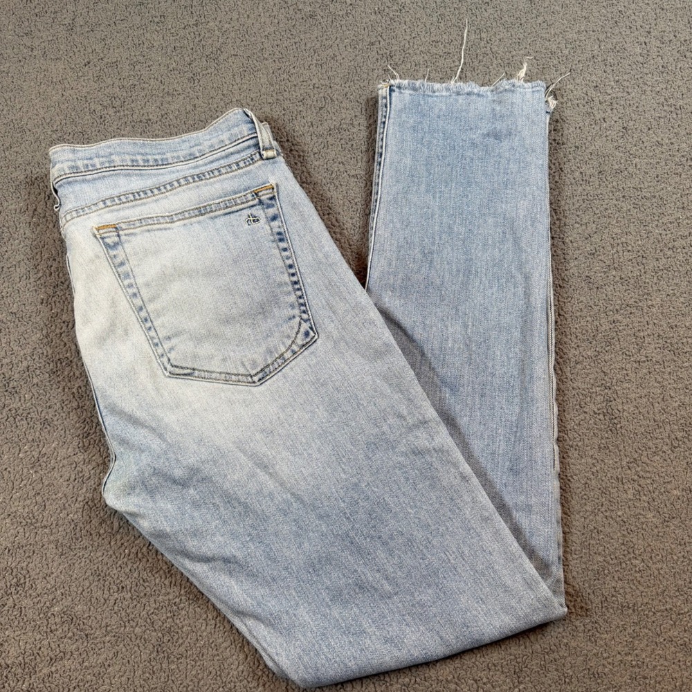 Rag & Bone The Dre Slim Boyfriend Jeans Light Wash Portland Raw Hem Size 28